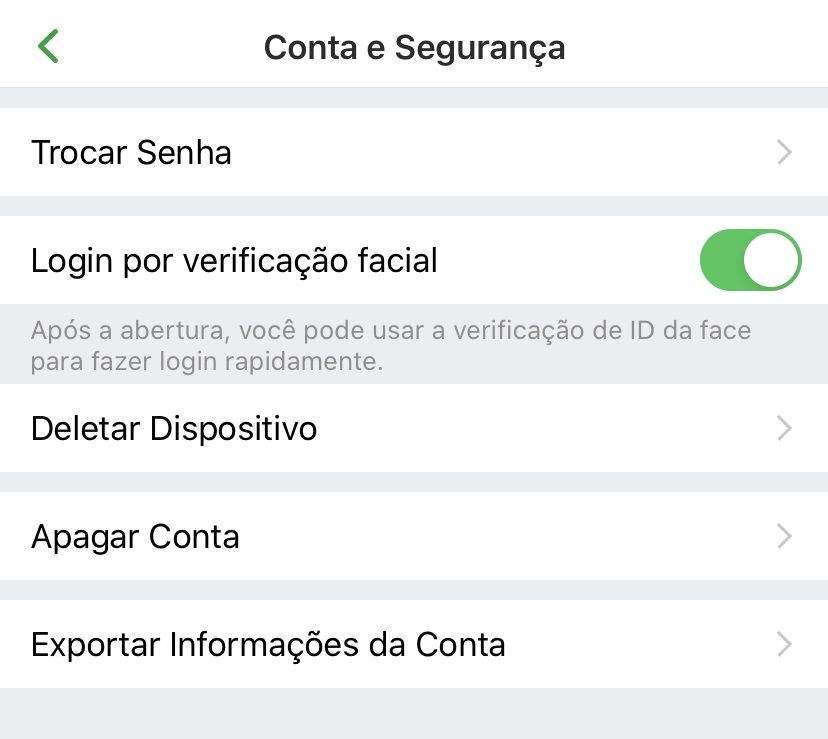 Conta e segurança